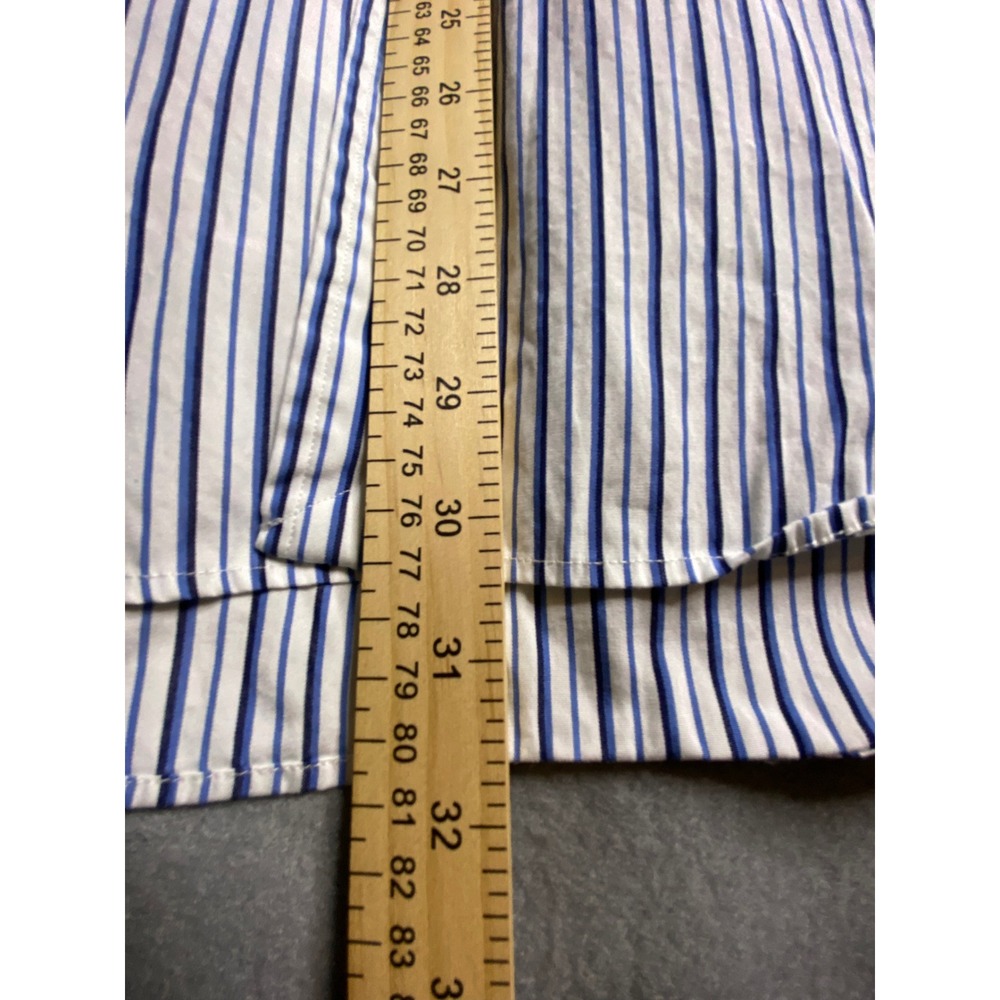 Ralph Lauren Classic Fit Blue White Stripe Button Down Shirt Size 16 1/2 34/35 - Picture 4 of 8